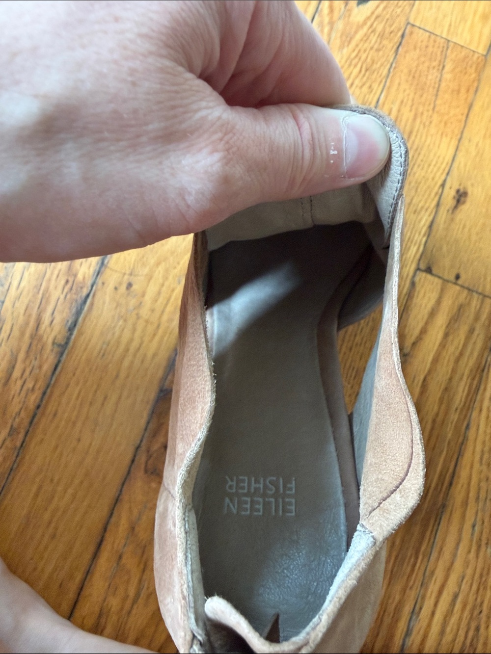 Eileen Fisher Suede Ankle Booties in Light Brown 10 - Picture 6 of 7